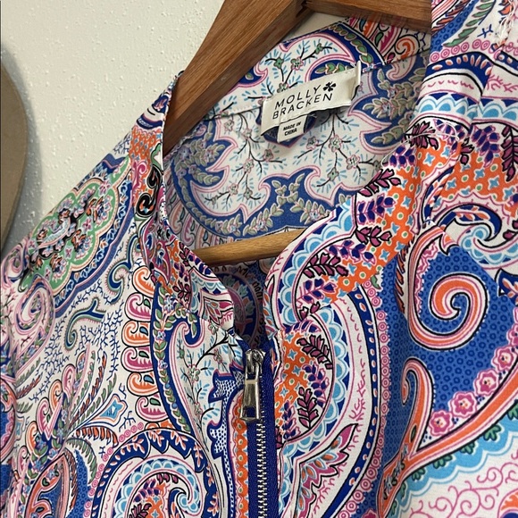 Molly Bracken Paisley Print Women's Bomber Jacket Women’s Sz Large - Picture 7 of 12